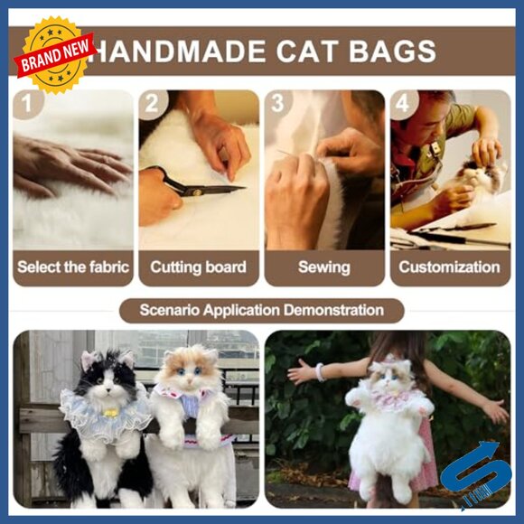 Handcrafted Faux Fur Cat Backpack with Adjustable Straps and Scarf main image 5